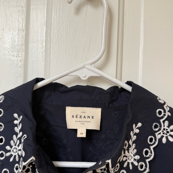 Sezane Elvina Dress Navy / Ecru - Size 4 - Picture 5 of 6